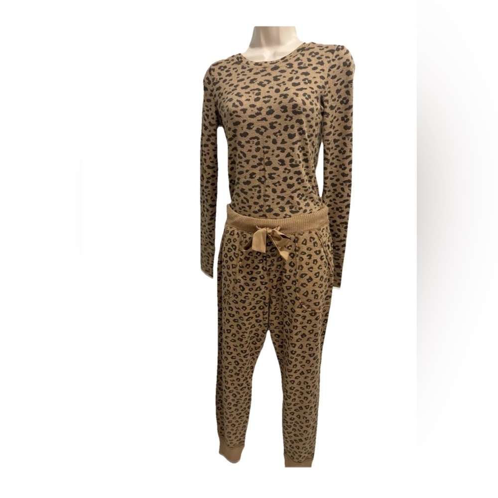 Abercrombie & Fitch Set 2psc Soft&Cozy Sleepwear Size S Animal Print Brown Beige